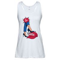 Kamala Harris With High Heels Stepping On Red Hat 2024 Funny Ladies Essential Flowy Tank