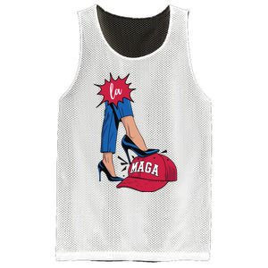 Kamala Harris With High Heels Stepping On Red Hat 2024 Funny Mesh Reversible Basketball Jersey Tank