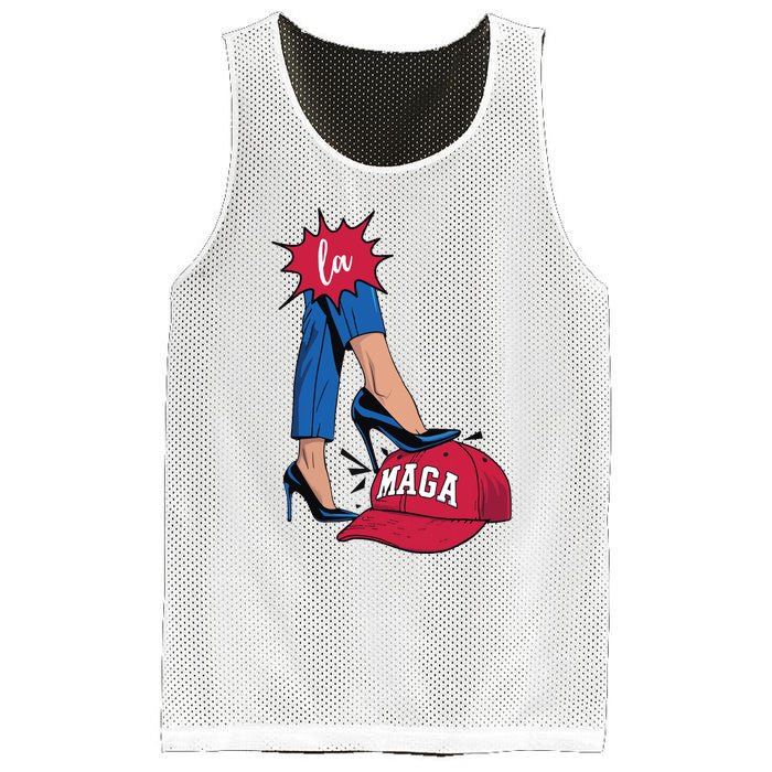 Kamala Harris With High Heels Stepping On Red Hat 2024 Funny Mesh Reversible Basketball Jersey Tank