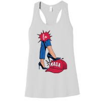 Kamala Harris With High Heels Stepping On Red Hat 2024 Funny Women's Racerback Tank