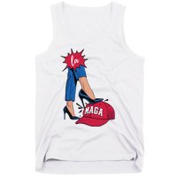 Kamala Harris With High Heels Stepping On Red Hat 2024 Funny Tank Top