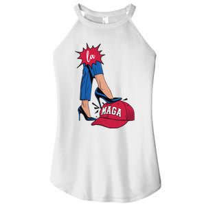 Kamala Harris With High Heels Stepping On Red Hat 2024 Funny Women's Perfect Tri Rocker Tank