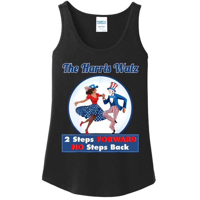 Kamala Harris Walz 2024 Waltz Dance 2 Steps Forward Not Back Ladies Essential Tank