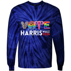 Kamala Harris Walz 2024 Lgbt Vote Harris Walz Waltz Tie-Dye Long Sleeve Shirt