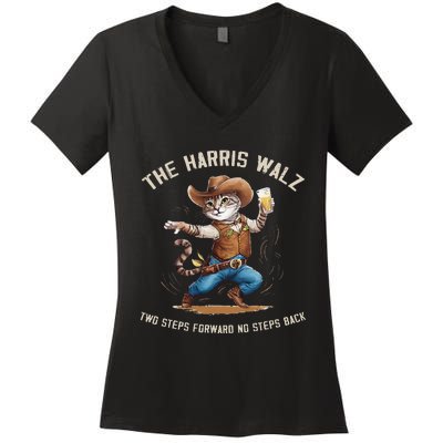 Kamala Harris Walz 2024 Waltz Dance 2 Steps Forward Not Back Women's V-Neck T-Shirt