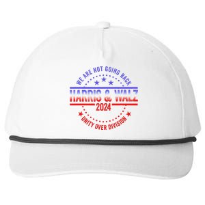 Kamala Harris Waltz 2024 We Are Not Going Back Snapback Five-Panel Rope Hat