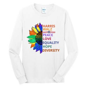 Kamala Harris Waltz Peace Love Equality Hope Diversity Tall Long Sleeve T-Shirt