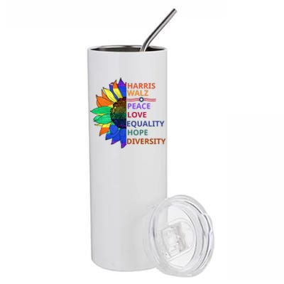 Kamala Harris Waltz Peace Love Equality Hope Diversity Stainless Steel Tumbler