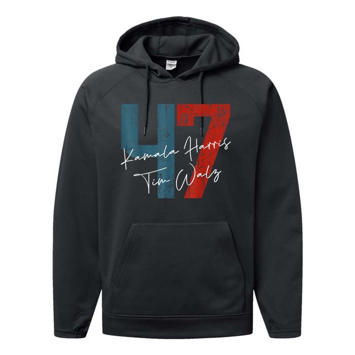 Kamala Harris Walz 2024 Harris Waltz President Democratic 47 Performance Fleece Hoodie