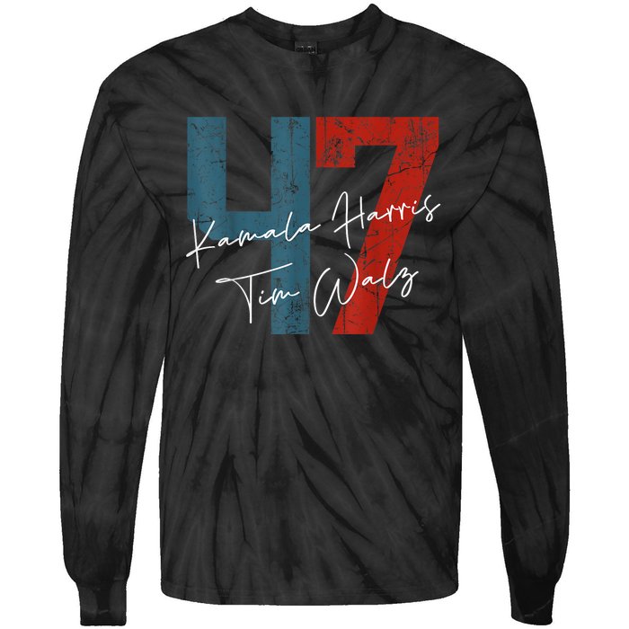 Kamala Harris Walz 2024 Harris Waltz President Democratic 47 Tie-Dye Long Sleeve Shirt