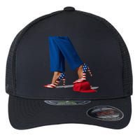 Kamala Harris With High Heels Stepping On Red Hat Flexfit Unipanel Trucker Cap