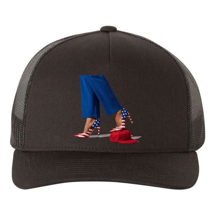 Kamala Harris With High Heels Stepping On Red Hat Yupoong Adult 5-Panel Trucker Hat