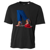 Kamala Harris With High Heels Stepping On Red Hat Cooling Performance Crew T-Shirt