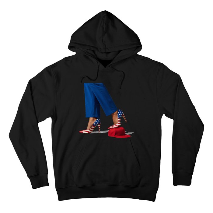 Kamala Harris With High Heels Stepping On Red Hat Hoodie