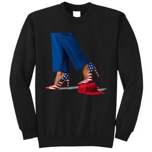 Kamala Harris With High Heels Stepping On Red Hat Sweatshirt