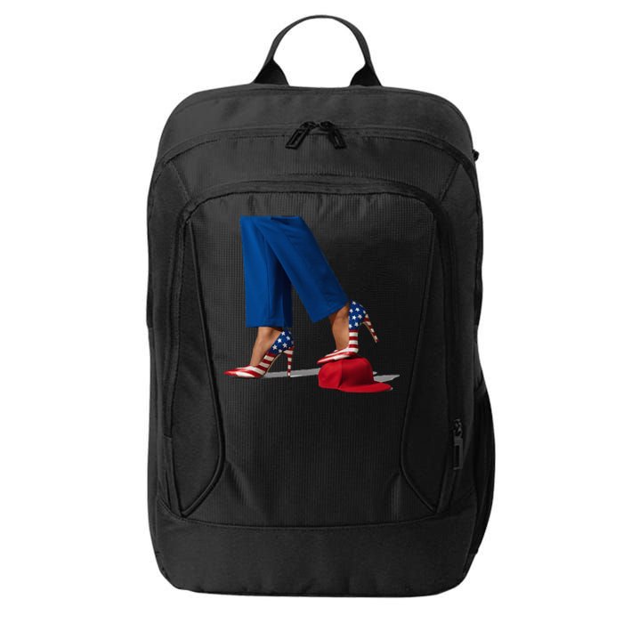 Kamala Harris With High Heels Stepping On Red Hat City Backpack