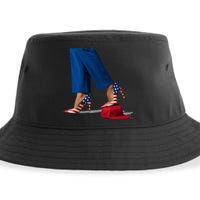 Kamala Harris With High Heels Stepping On Red Hat Sustainable Bucket Hat