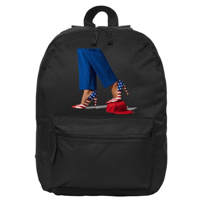 Kamala Harris With High Heels Stepping On Red Hat 16 in Basic Backpack