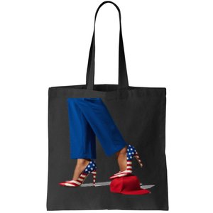 Kamala Harris With High Heels Stepping On Red Hat Tote Bag