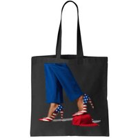 Kamala Harris With High Heels Stepping On Red Hat Tote Bag