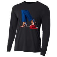 Kamala Harris With High Heels Stepping On Red Hat Cooling Performance Long Sleeve Crew