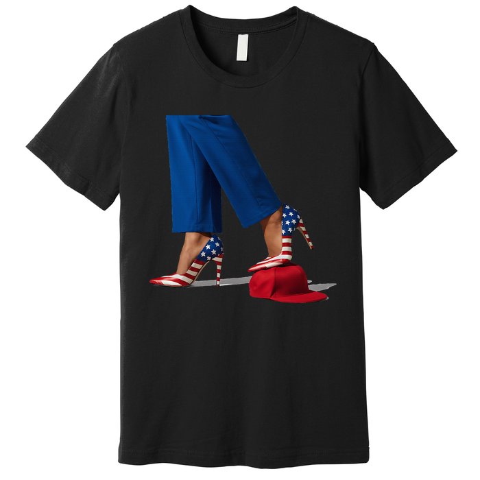 Kamala Harris With High Heels Stepping On Red Hat Premium T-Shirt