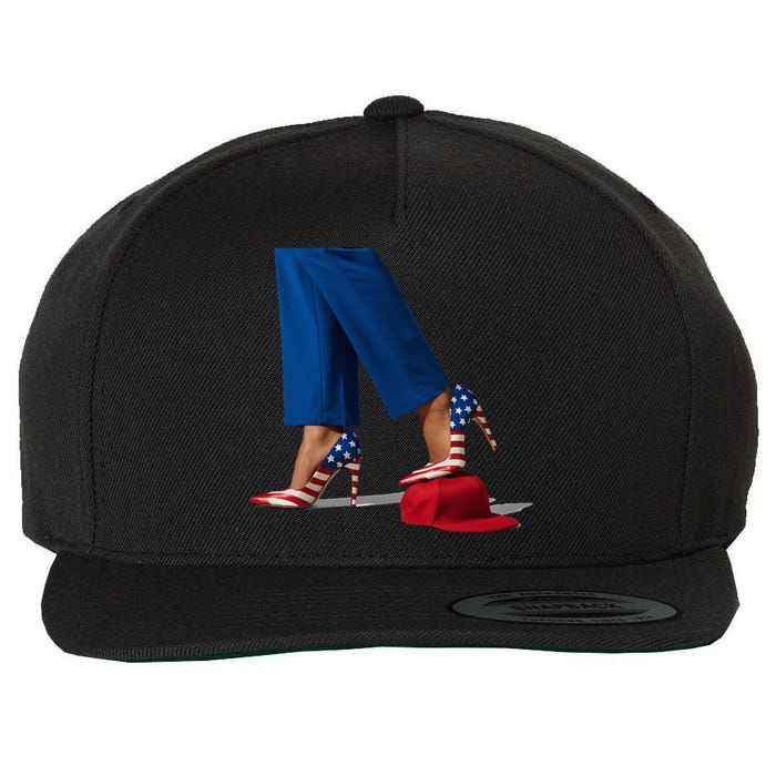 Kamala Harris With High Heels Stepping On Red Hat Wool Snapback Cap