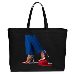 Kamala Harris With High Heels Stepping On Red Hat Cotton Canvas Jumbo Tote