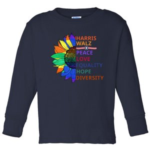 Kamala Harris Waltz Peace Love Equality Hope Diversity Gift Toddler Long Sleeve Shirt