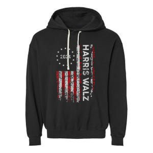 Kamala Harris Walz 2024 Harris Waltz Vp President 47th Flag Garment-Dyed Fleece Hoodie