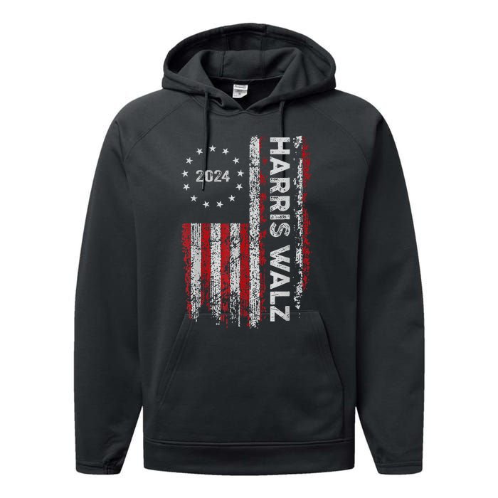 Kamala Harris Walz 2024 Harris Waltz Vp President 47th Flag Performance Fleece Hoodie