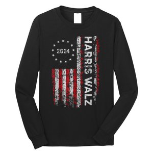 Kamala Harris Walz 2024 Harris Waltz Vp President 47th Flag Long Sleeve Shirt