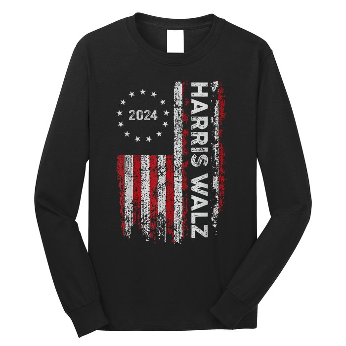 Kamala Harris Walz 2024 Harris Waltz Vp President 47th Flag Long Sleeve Shirt