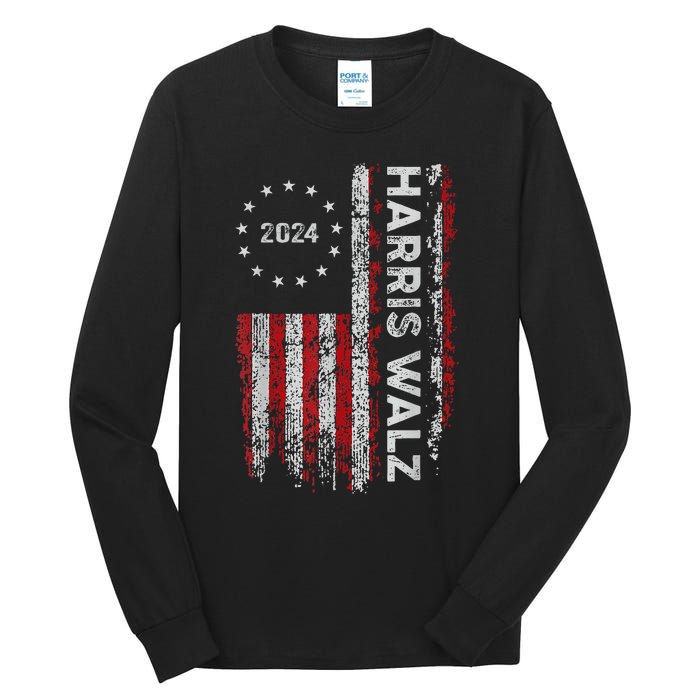 Kamala Harris Walz 2024 Harris Waltz Vp President 47th Flag Tall Long Sleeve T-Shirt