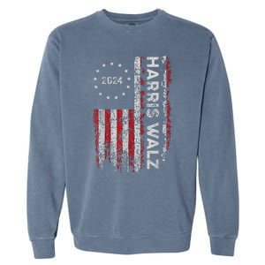 Kamala Harris Walz 2024 Harris Waltz Vp President 47th Flag Garment-Dyed Sweatshirt