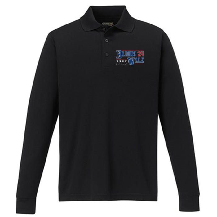 Kamala Harris Walz Kamala Harris President 2024 Performance Long Sleeve Polo