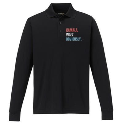 Kamala Harris Walz Obviously Performance Long Sleeve Polo