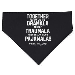 Kamala Harris Walz 2024 We Can End Dramala Traumala USA-Made Doggie Bandana