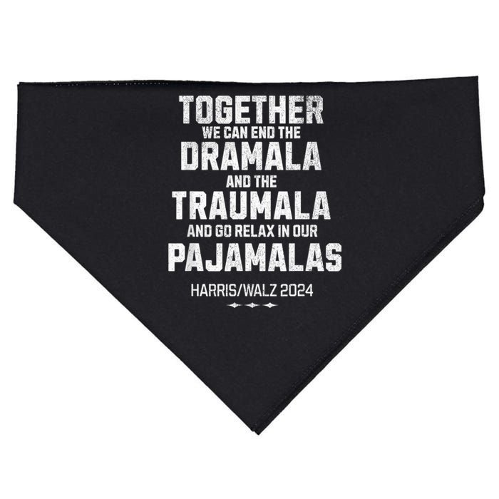 Kamala Harris Walz 2024 We Can End Dramala Traumala USA-Made Doggie Bandana