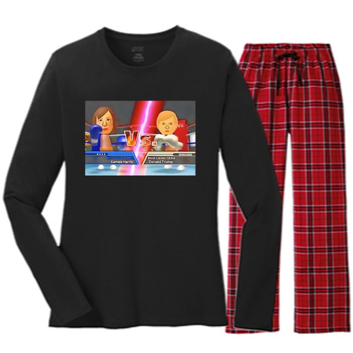 Kamala Haris X Donald Trump Mii Boxing Presidential Election Women's Long Sleeve Flannel Pajama Set 