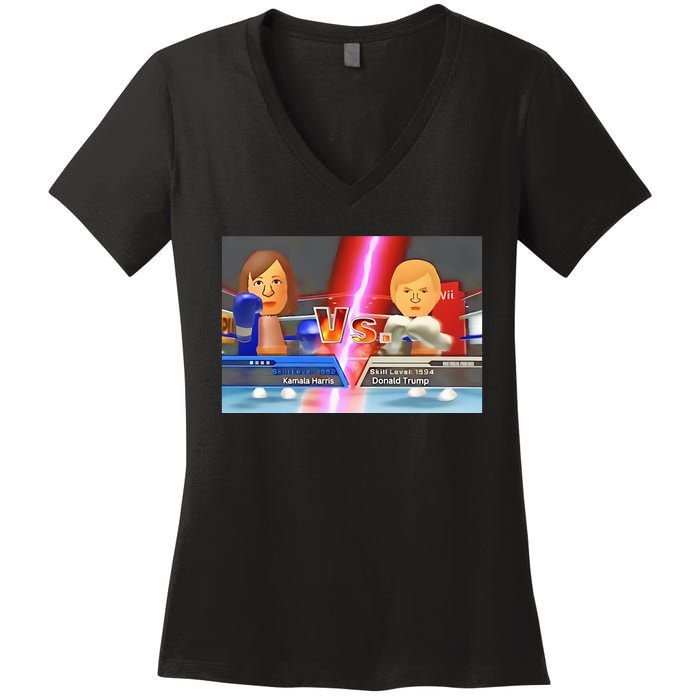 Kamala Haris X Donald Trump Mii Boxing Presidential Election Women's V-Neck T-Shirt