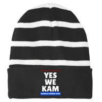 Kamala Harris Yes We Kam! For Us President 2024 Striped Beanie with Solid Band