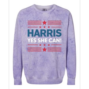 Kamala Harris Yes She Can Colorblast Crewneck Sweatshirt