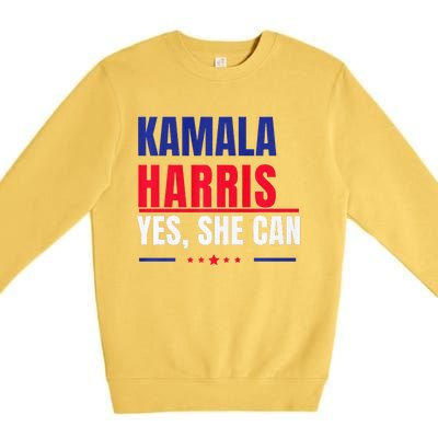 Kamala Harris Yes She Can Bold Political Statement Premium Premium Crewneck Sweatshirt