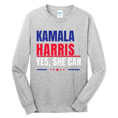 Kamala Harris Yes She Can Bold Political Statement Premium Tall Long Sleeve T-Shirt