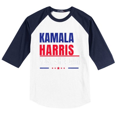 Kamala Harris Yes She Can Bold Political Statement Premium Baseball Sleeve Shirt