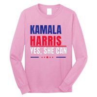 Kamala Harris Yes She Can Bold Political Statement Premium Long Sleeve Shirt