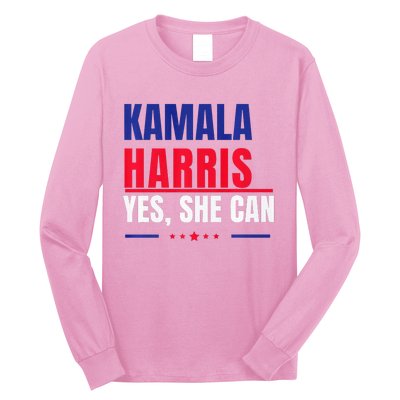 Kamala Harris Yes She Can Bold Political Statement Premium Long Sleeve Shirt