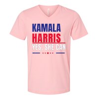 Kamala Harris Yes She Can Bold Political Statement Premium V-Neck T-Shirt