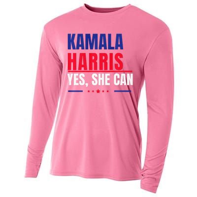 Kamala Harris Yes She Can Bold Political Statement Premium Cooling Performance Long Sleeve Crew